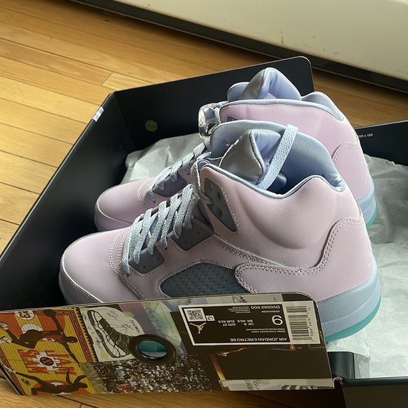 AUTHENTIC RARE  MENS JORDAN RETRO 5  - PINK/PURPLE SNEAKERS *NIB* SIZE 9 - Picture 11 of 17